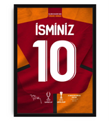 Sarı Kırmızı Parçalı Forma Arkası İsimli Numaralı Taraftar Poster Tablo