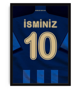Lacivert Forma Arkası İsimli Numaralı Taraftar Poster Tablo