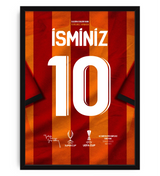 Sarı Kırmızı Çubuklu Forma Arkası İsimli Numaralı Taraftar Poster Tablo