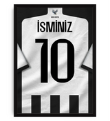 Siyah Beyaz Forma Arkası İsimli Numaralı Taraftar Poster Tablo