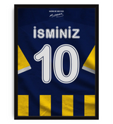 Sarı Lacivert Forma Arkası İsimli Numaralı Taraftar Poster Tablo