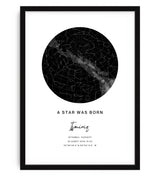 Doğum Gününe Özel Klasik Yıldız Haritası Poster Tablo