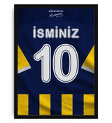 Sarı Lacivert Forma Arkası İsimli Numaralı Taraftar Poster Tablo