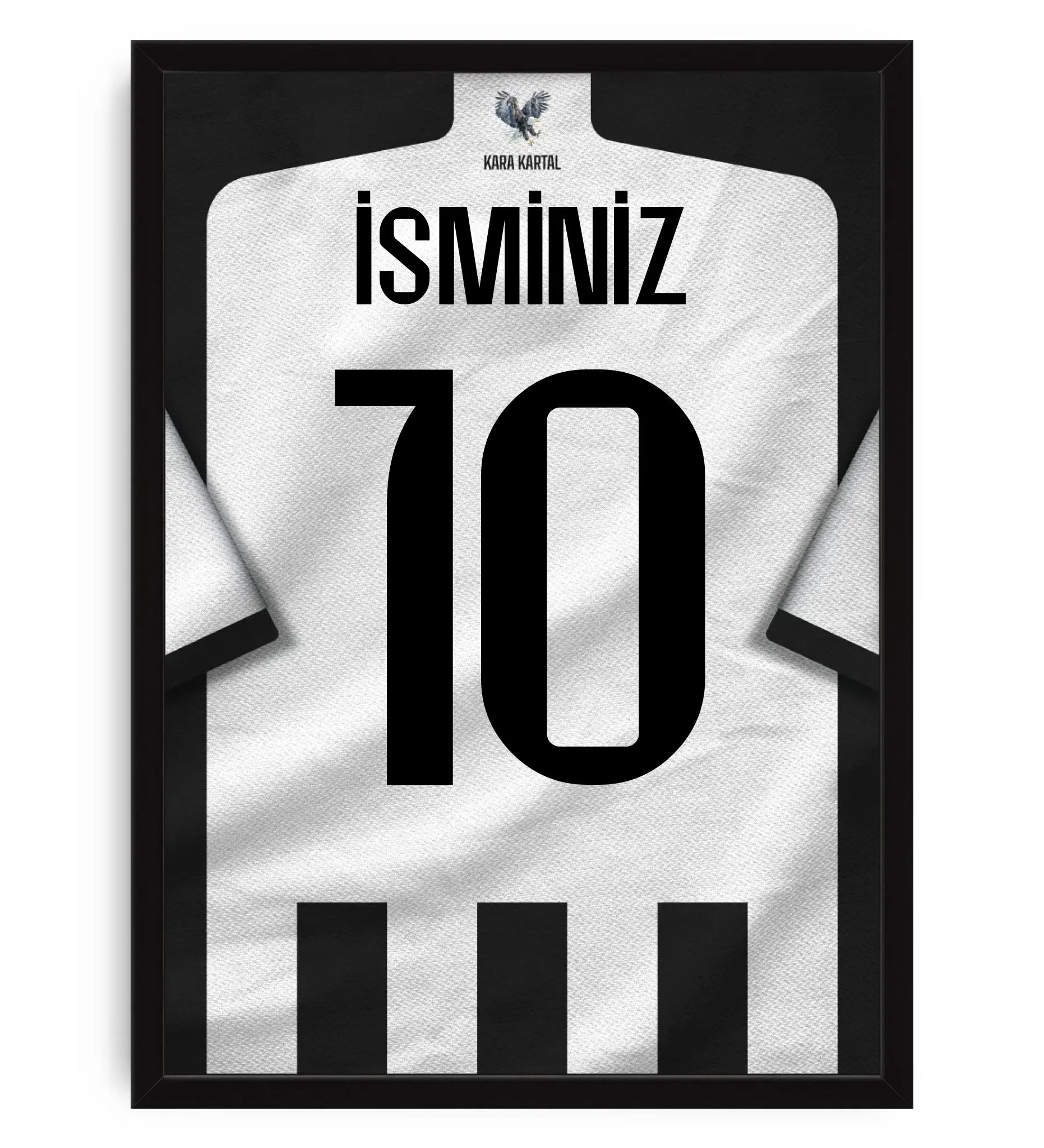 Siyah Beyaz Forma Arkası İsimli Numaralı Taraftar Poster Tablo