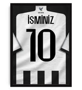 Siyah Beyaz Forma Arkası İsimli Numaralı Taraftar Poster Tablo