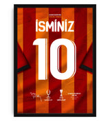 Sarı Kırmızı Çubuklu Forma Arkası İsimli Numaralı Taraftar Poster Tablo