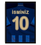 Lacivert Forma Arkası İsimli Numaralı Taraftar Poster Tablo