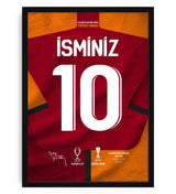 Sarı Kırmızı Parçalı Forma Arkası İsimli Numaralı Taraftar Poster Tablo