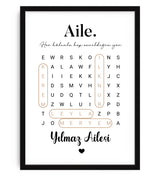 Kişiye Özel Aile Temalı Kelime Oyunu Poster Tablo